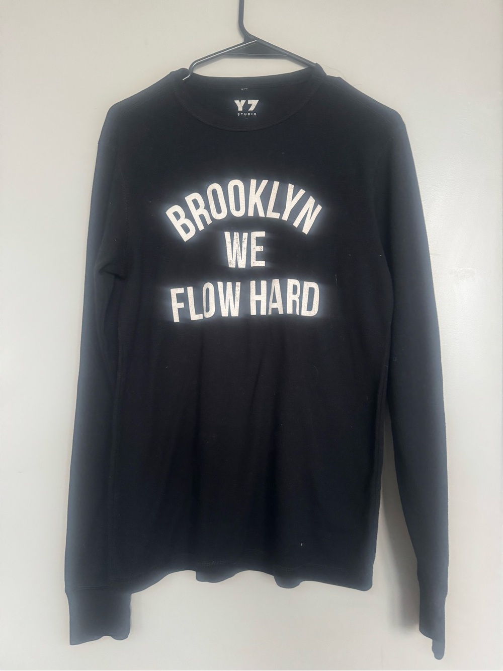 Y7 Studio “Brooklyn We Flow Hard” Thermal Crewneck Black Medium